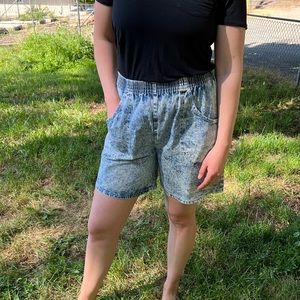 High Waisted Vintage Acid-Wash Denim Shorts